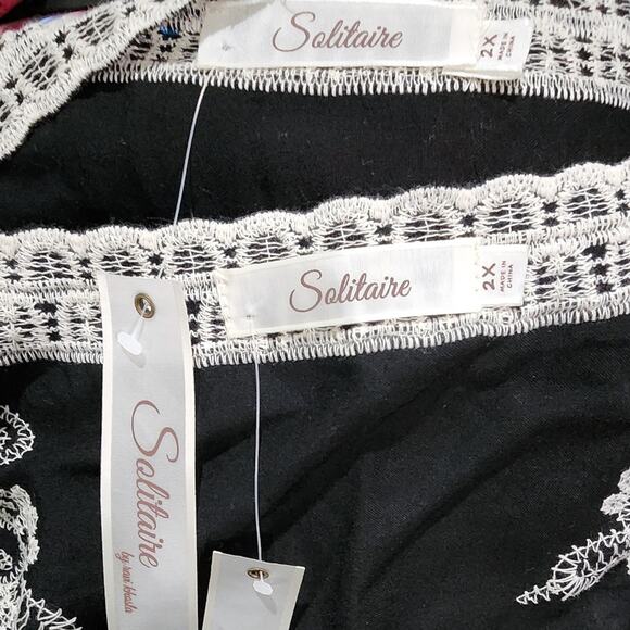 Solitaire Black And Cream Crocheted Lace Kimono Jacket Plus Size 2X New - Picture 4 of 8